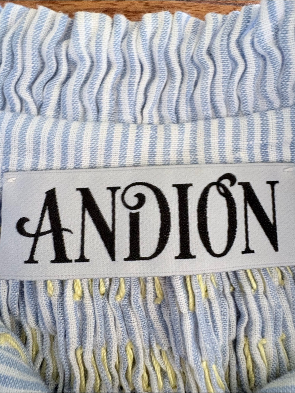 Andion Women’s Bespoke Blue Striped Linen Hand Smocked Maxi Dress XS S M - Picture 10 of 10